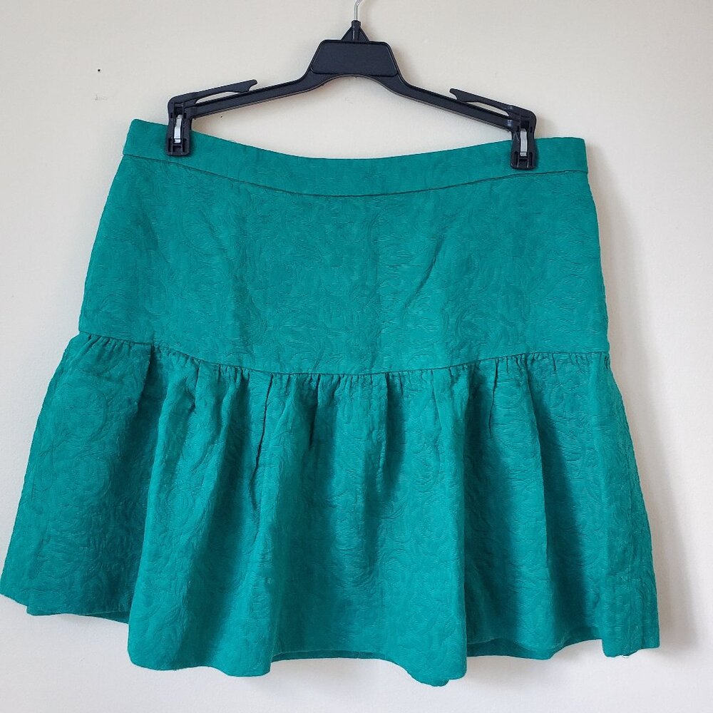 J Crew Jacquard drop waist green skirt - Size 4
